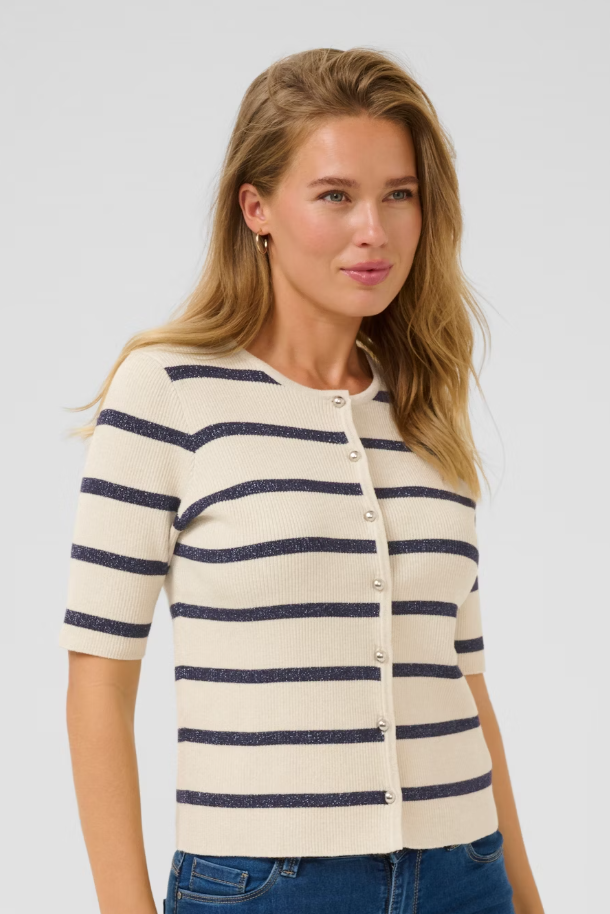 KAFFE  AMORITA CARDIGAN SILVER/BLUE