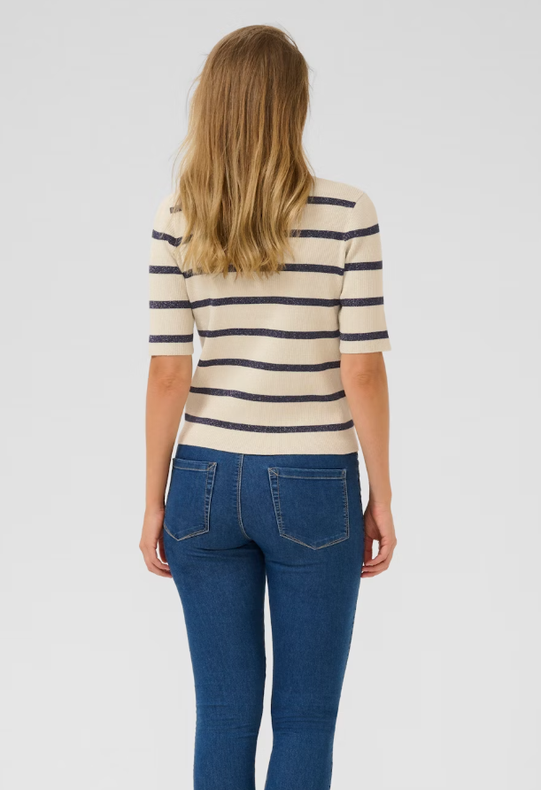 KAFFE  AMORITA CARDIGAN SILVER/BLUE