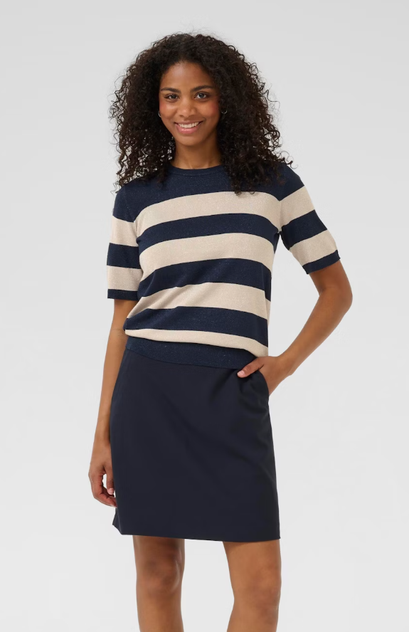 KAFFE AREGINA STRIPED PULLOVER