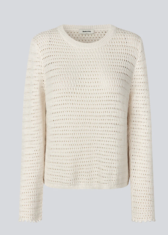 MODSTROM MIEMD O NECK  COTTON KNIT SOFT WHITE