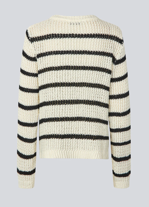 MODSTROM MADDIE STRIPE O-NECK WHITE/BLACK