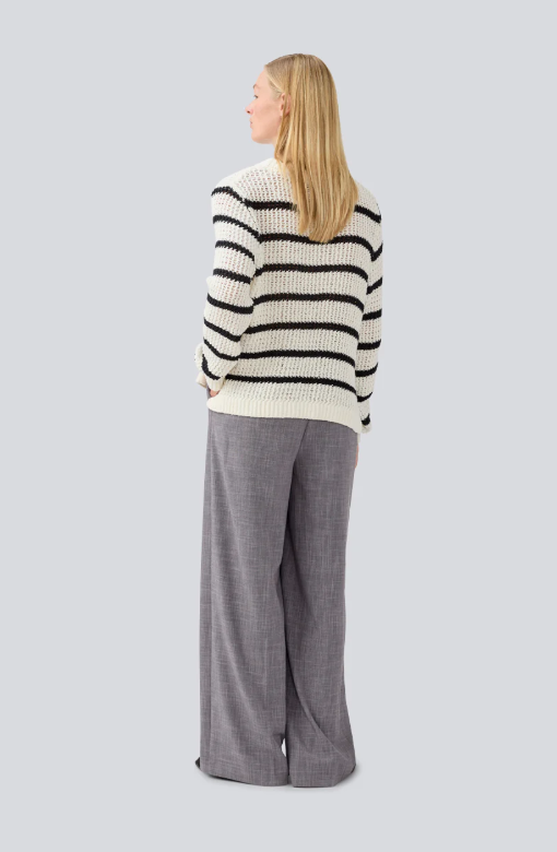 MODSTROM MADDIE STRIPE O-NECK WHITE/BLACK
