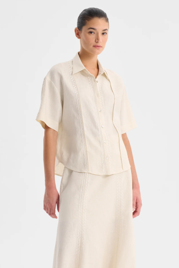 MORRISON MAISEY LINEN S/S SHIRT ECRU