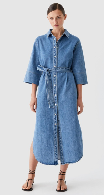 MORRISON FYNN DENIM SHIRT DRESS BLUE