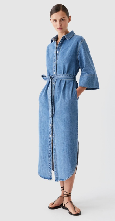 MORRISON FYNN DENIM SHIRT DRESS BLUE