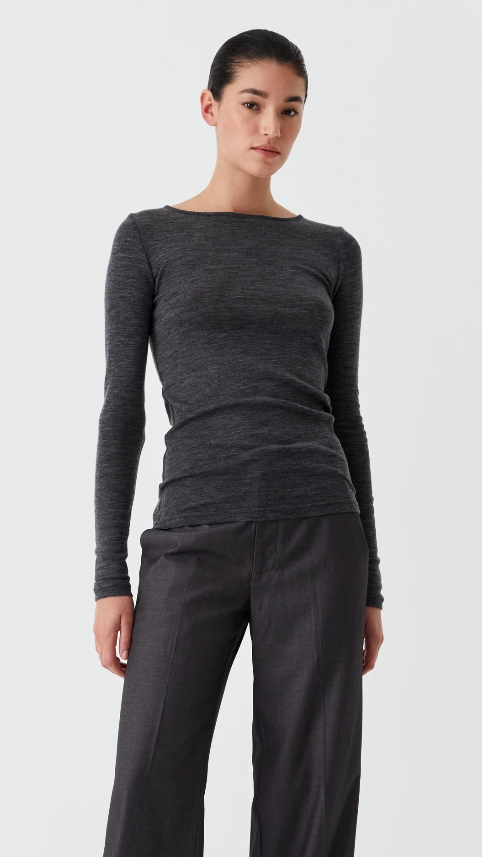 MORRISON MORRI MERINO ROUND NECK CHARCOAL