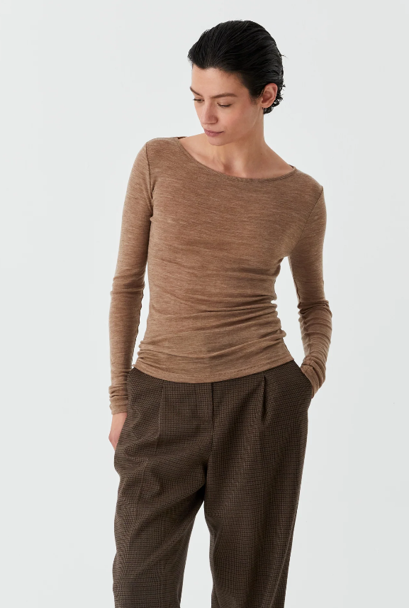 MORRISON MORRI MERINO ROUND NECK COFFEE