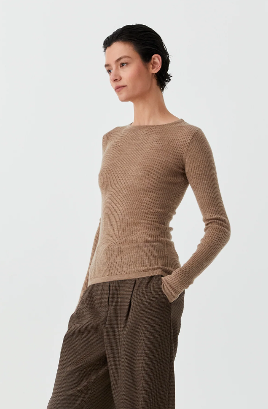 MORRISON MORRI MERINO RIB ROUND NECK COFFEE
