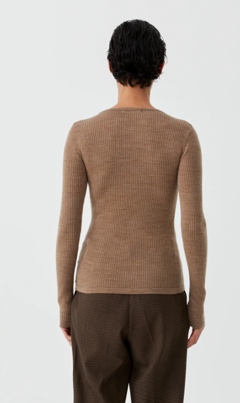 MORRISON MORRI MERINO RIB ROUND NECK COFFEE