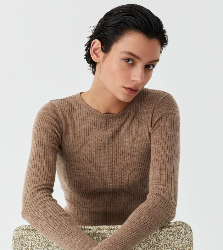 MORRISON MORRI MERINO RIB ROUND NECK COFFEE