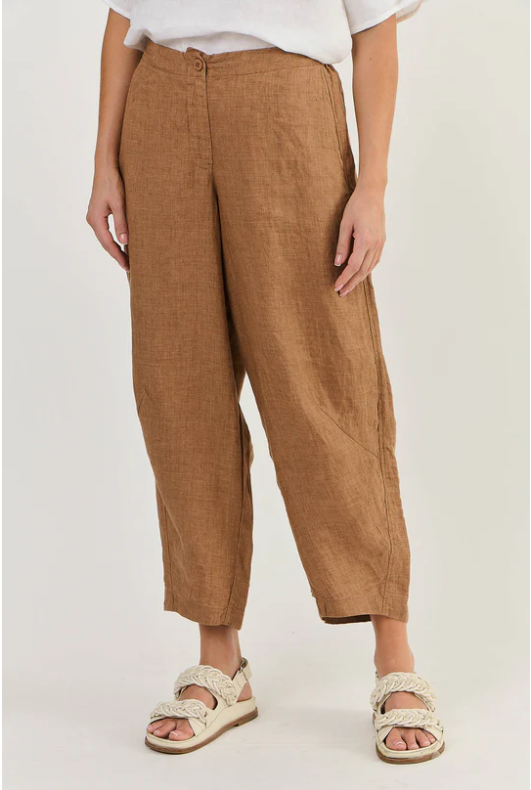 NATURALS BY O&J LINEN PANTS GINGERBREAD