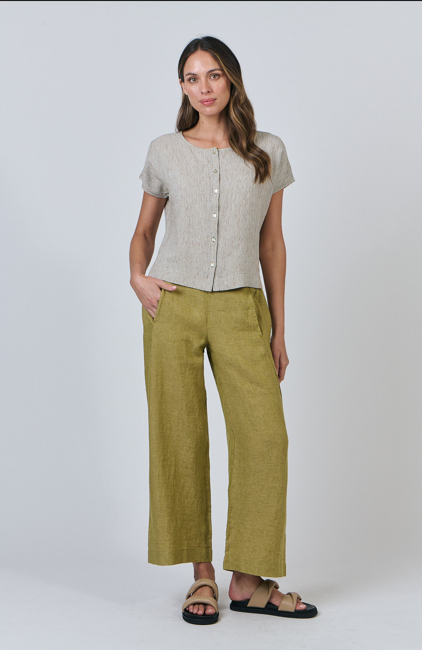 NATURALS CAP SLEEVE LINEN TOP BLISTER