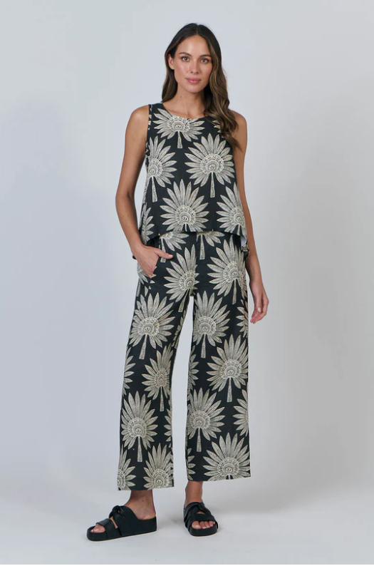 NATURALS DATE PALM LINEN SINGLET