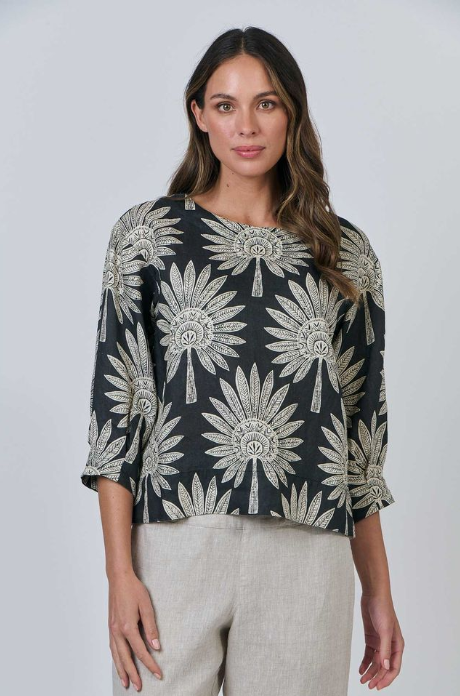 NATURALS DATE PALM 3/4 SLEEVE TOP