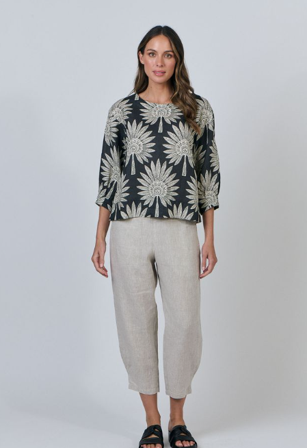 NATURALS DATE PALM 3/4 SLEEVE TOP