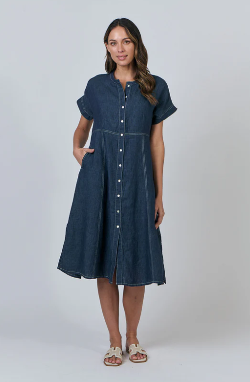 NATURALS BY O&J LINEN DRESS POSEIDON