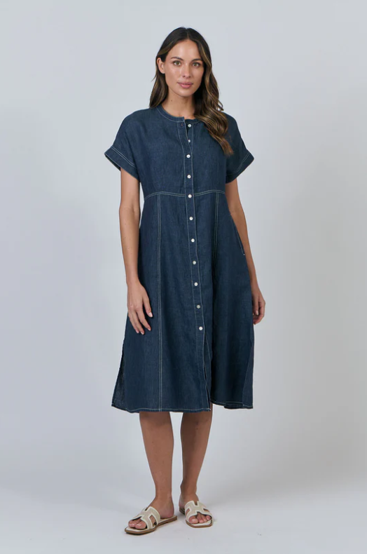NATURALS BY O&J LINEN DRESS POSEIDON