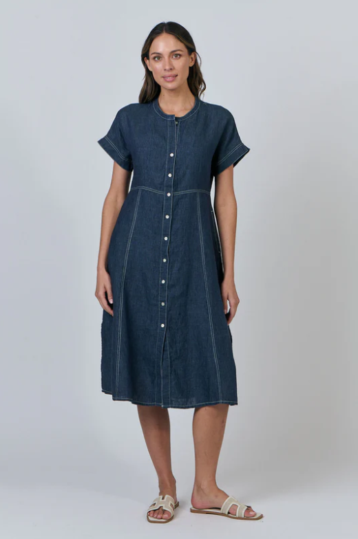 NATURALS BY O&J LINEN DRESS POSEIDON