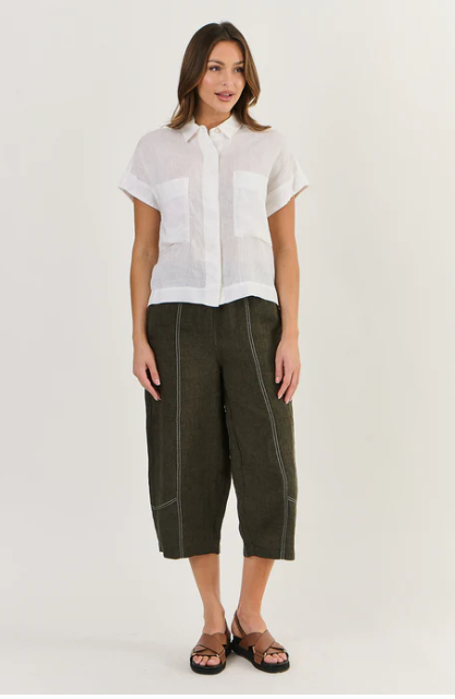 NATURALS WHITE LINEN S/S SHIRT