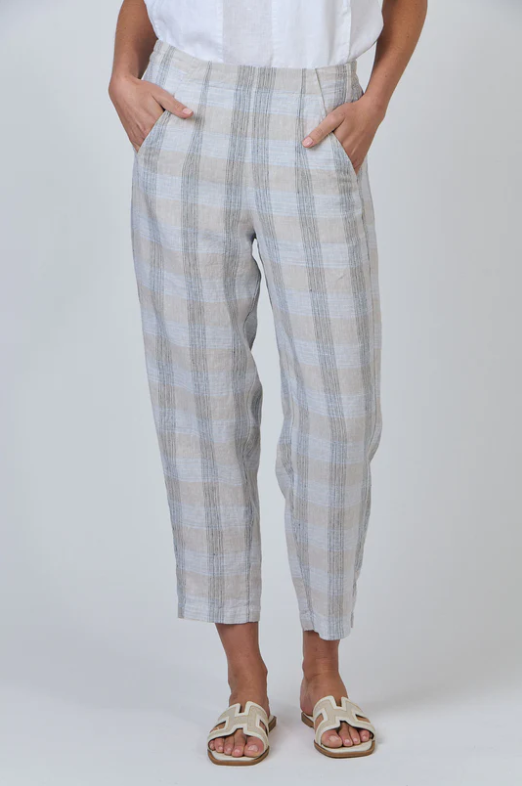 NATURALS BY O&j MESH CROPPED LINEN PANTS