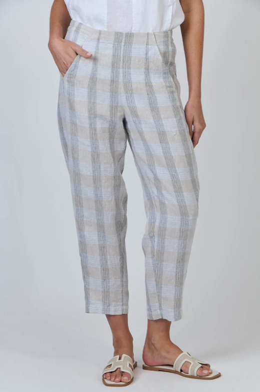 NATURALS BY O&j MESH CROPPED LINEN PANTS