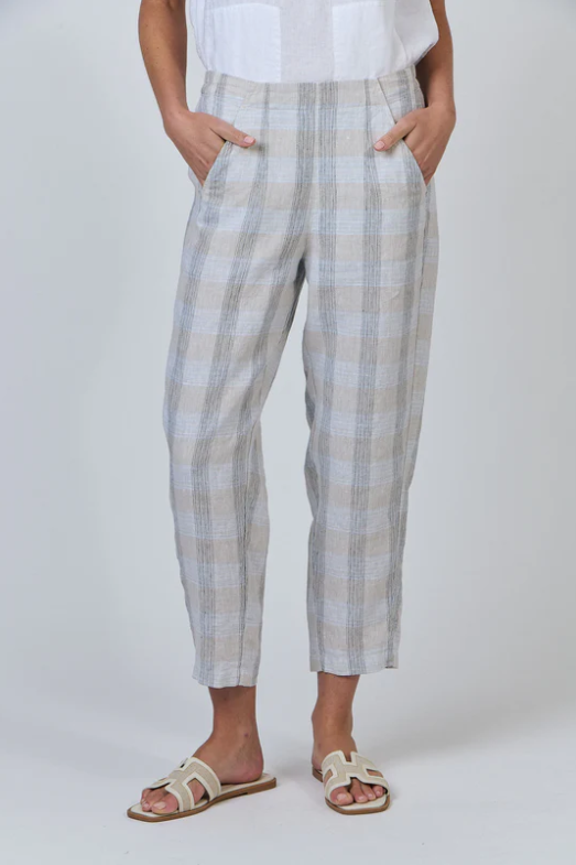 NATURALS BY O&j MESH CROPPED LINEN PANTS