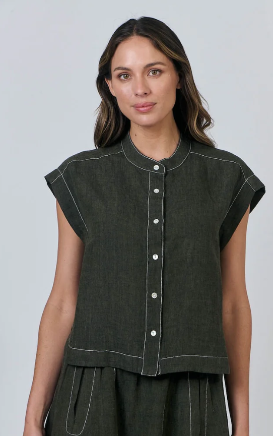 NATURALS BY O&J  CAP SLEEVE TOP LICORICE