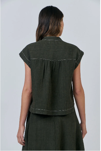 NATURALS BY O&J  CAP SLEEVE TOP LICORICE