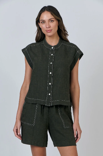 NATURALS BY O&J  CAP SLEEVE TOP LICORICE