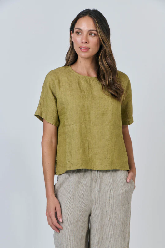 NATURALS BY O&J S/S LINEN TOP BAMBOO