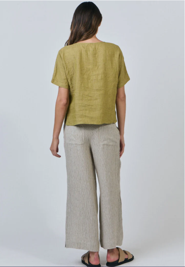 NATURALS BY O&J S/S LINEN TOP BAMBOO