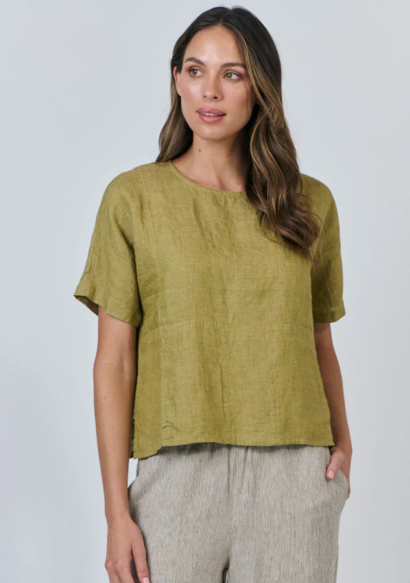 NATURALS BY O&J S/S LINEN TOP BAMBOO