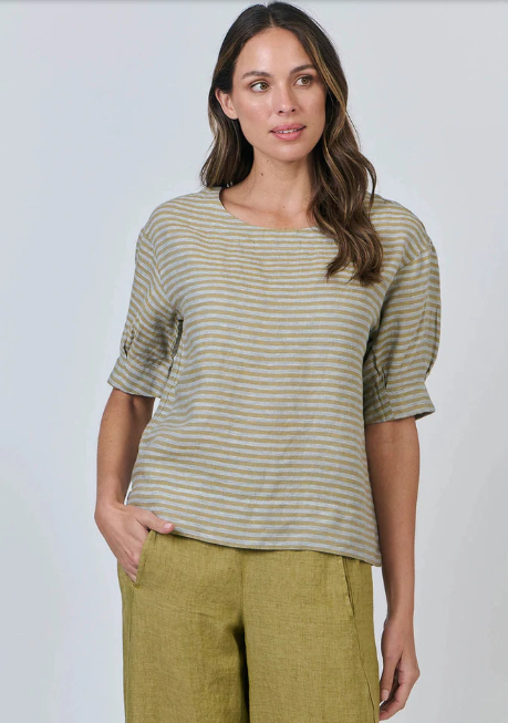NATURALS BY O&J S/S LINEN TOP REED