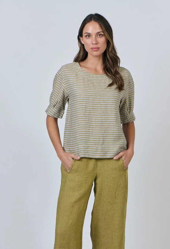 NATURALS BY O&J S/S LINEN TOP REED