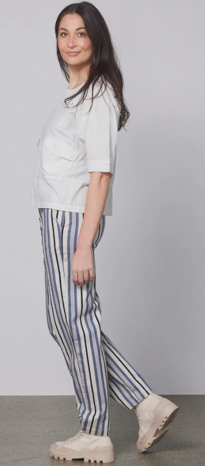 NU YUSI  STRIPE TROUSERS BLACK/SILVER