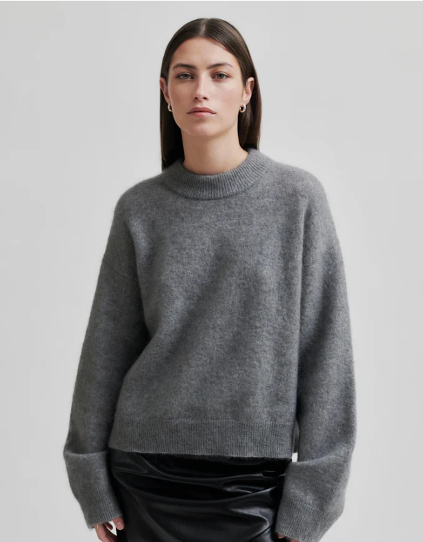 SECOND FEMALE BROOK DROP SHOULDER KNIT CHARCOAL GREY