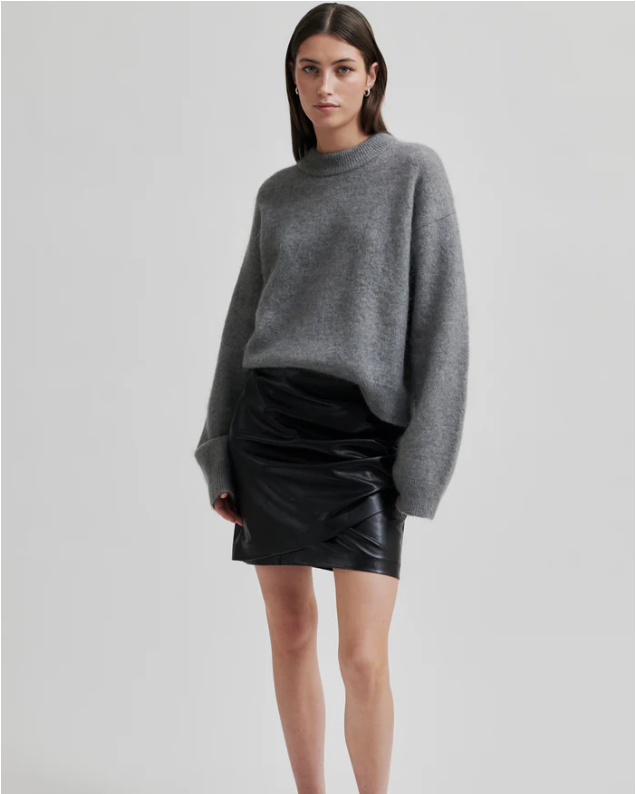 SECOND FEMALE BROOK DROP SHOULDER KNIT CHARCOAL GREY