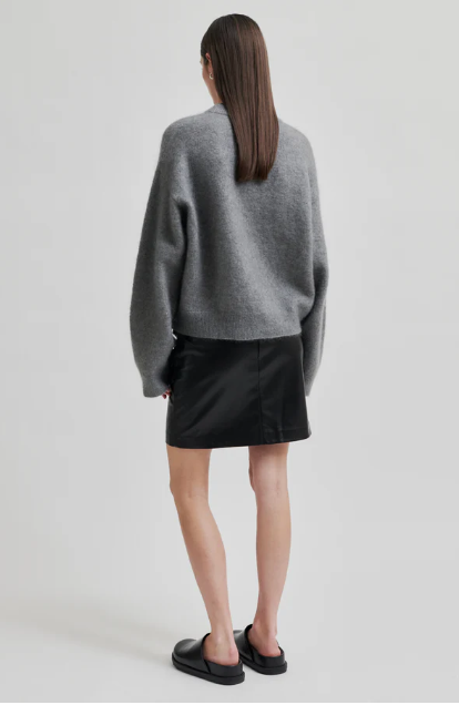SECOND FEMALE BROOK DROP SHOULDER KNIT CHARCOAL GREY