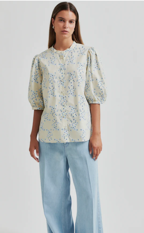 SECOND FEMALE CLAUD PRINTED SHIRT POWDER BLUE
