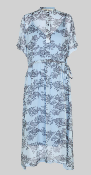 SECOND FEMALE MAJE PRINTED DRESS CASHMERE BLUE