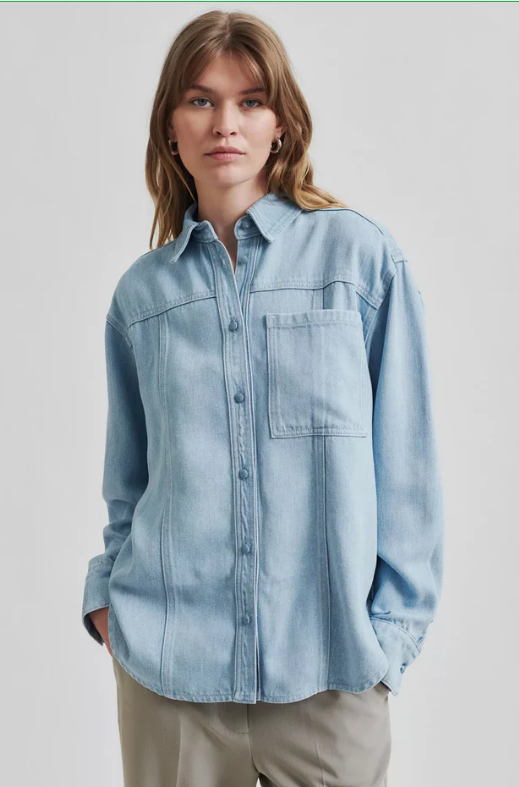 SECOND FEMALE IRVIN LIGHT BLUE DENIM SHIRT