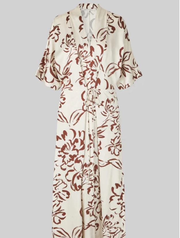 SECOND FEMALE BLOOMING FLORAL PRINT MIDI DRESS WHITE ALYSSUM