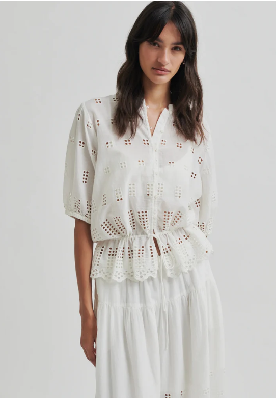 SECOND FEMALE  ELENORE BRODERIE WHITE SHIRT