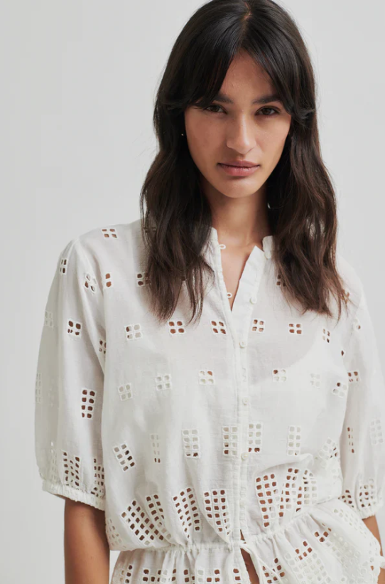 SECOND FEMALE  ELENORE BRODERIE WHITE SHIRT