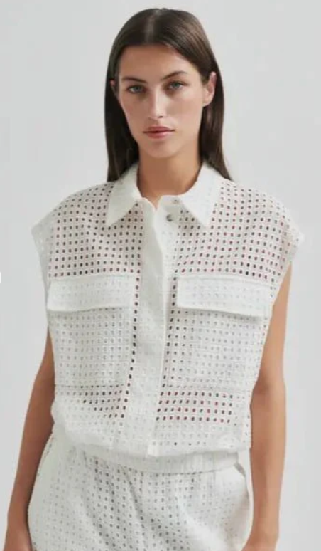 SECOND FEMALE VILLA CHECK WAISTCOAT WHITE