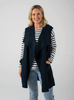 SEE SAW BOILED WOOL LONG LINE VEST NAVY