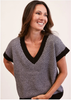 SEE SAW WOOL BLEND V NECK VEST BLACK/SILVER