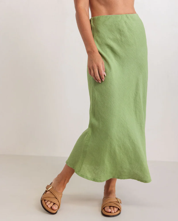 SEE SAW LINEN BIAS SKIRT PISTACHIO