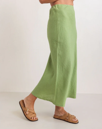 SEE SAW LINEN BIAS SKIRT PISTACHIO