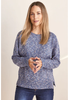 SEE SAW WOOL BLEND CREW NECK SWEATER DENIM SPECKLE